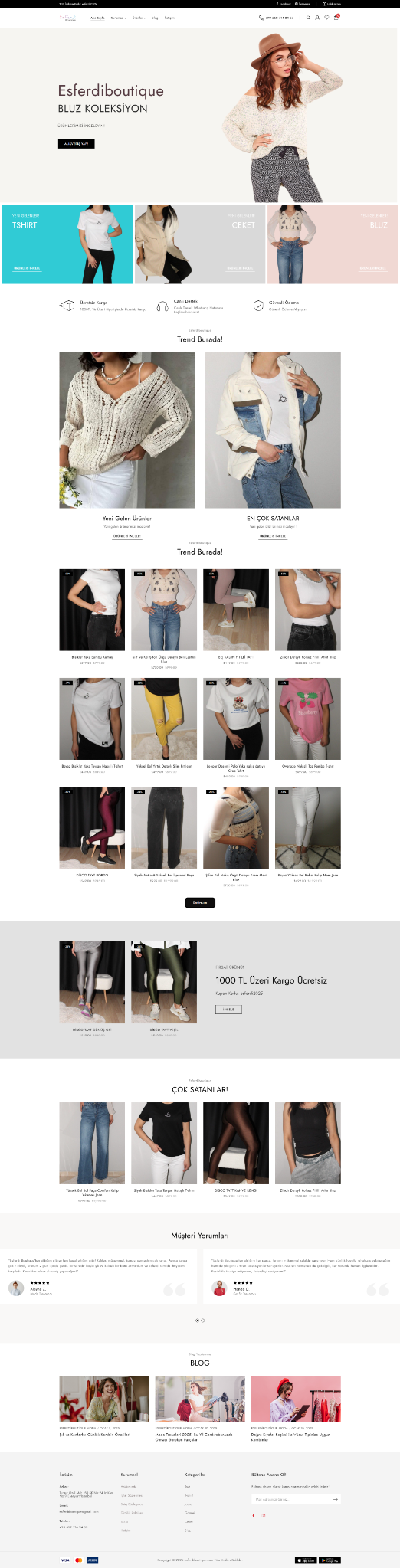 Esferdi Boutique site ekran görüntüsü